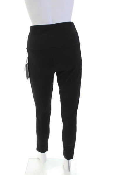 Plush Womens High-Waist Slim Pants with Zippers - Black Size M