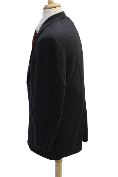 Hart Schaffner Marx Mens Pinstripe Collared Button Up Suit Jacket Navy Size 44R