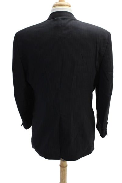 Hart Schaffner Marx Mens Pinstripe Collared Button Up Suit Jacket Navy Size 44R