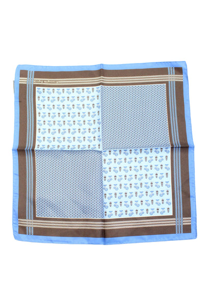 Ermenegildo Zegna Mens Geometric Lighthouse Pocket Square Brown Blue 13"x13"