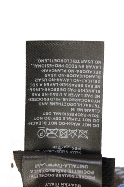 Ermenegildo Zegna Mens Geometric Lighthouse Pocket Square Brown Blue 13"x13"