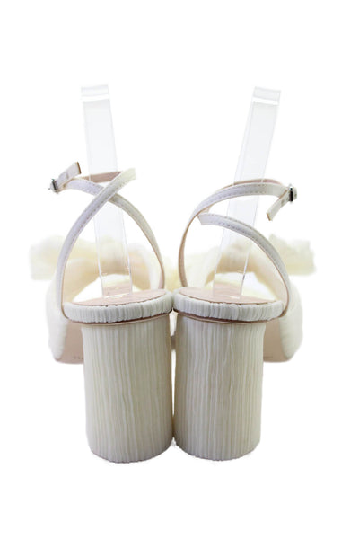 Loeffler Randall Womens Camellia Pleated Bow Heel with Ankle Strap - Pearl Size