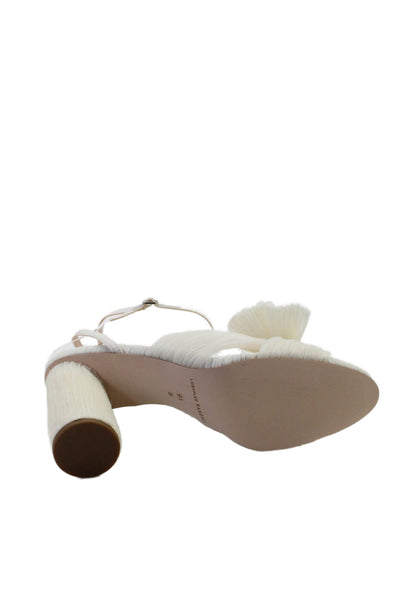 Loeffler Randall Womens Camellia Pleated Bow Heel with Ankle Strap - Pearl Size