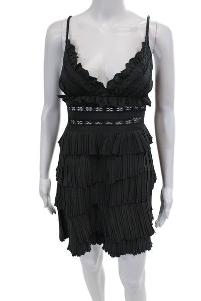 Sea Womens Antonina Solid Cotton Tiered Dress - Black Size 10
