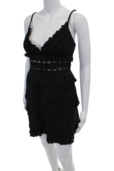 Sea Womens Antonina Solid Cotton Tiered Dress - Black Size 10