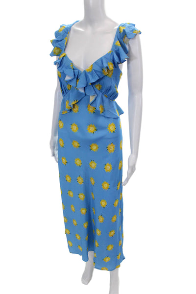 KITRI Womens Rosemary Blue Sunflower Print Midi Dress - Blue Sunflower Size 14