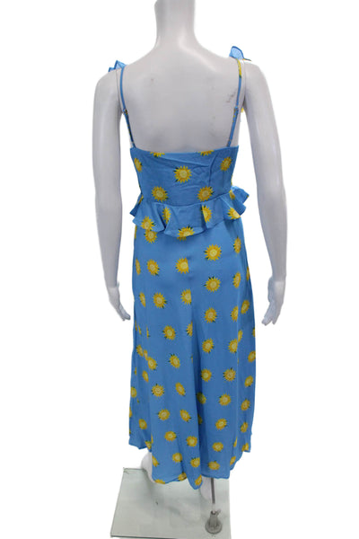 KITRI Womens Rosemary Blue Sunflower Print Midi Dress - Blue Sunflower Size 14
