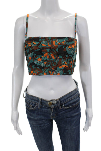 Atelier 17.56 Womens Yasmin Top - Green Orange Size L