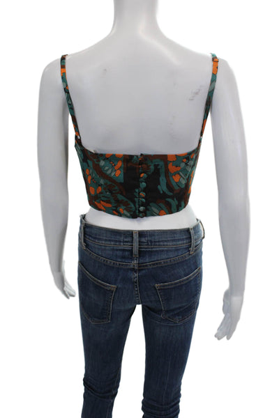 Atelier 17.56 Womens Yasmin Top - Green Orange Size L