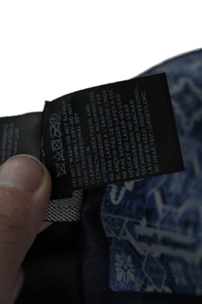 Ermenegildo Zegna Mens Silk Geometric Print Pocket Square Blue Size 12X12"