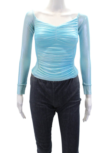 AFRM Womens Odilla Foil Mesh Top - Bluefish Ombre Size S