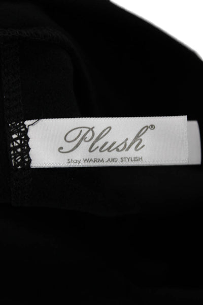 Plush Womens High Waist Matte Fleece Leggings - Black Size XL