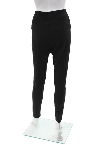Plush Womens Fleece Lined Maternity Leggings - Black Size XL