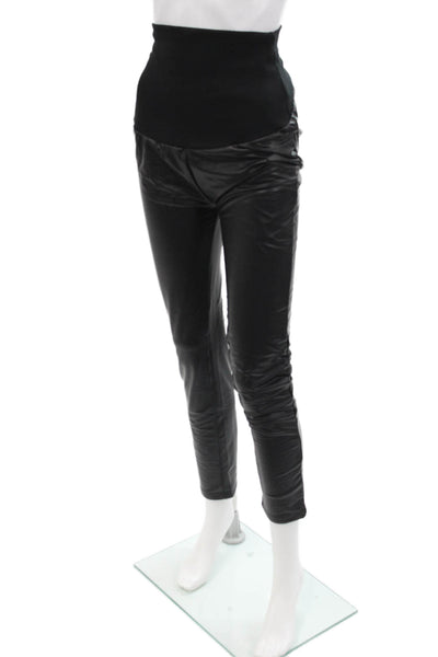 Plush Womens Liquid Double Layer Over-Belly Leggings - Black Size L