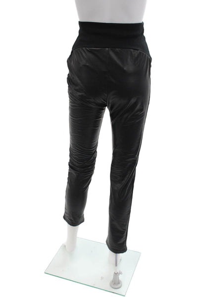 Plush Womens Liquid Double Layer Over-Belly Leggings - Black Size L