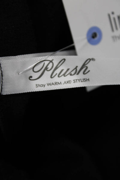 Plush Womens Liquid Double Layer Over-Belly Leggings - Black Size L
