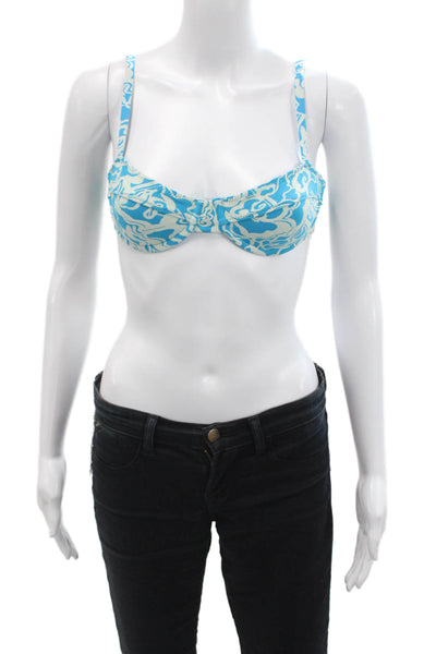 A.L.C. Womens Dylan Bikini Top - Scone/Blue Size M