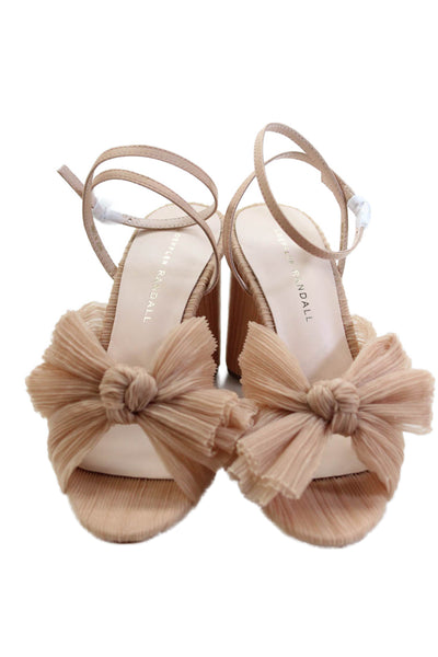 Loeffler Randall Womens Camellia Pleated Bow Heel with Ankle Strap Size 7 - Beau