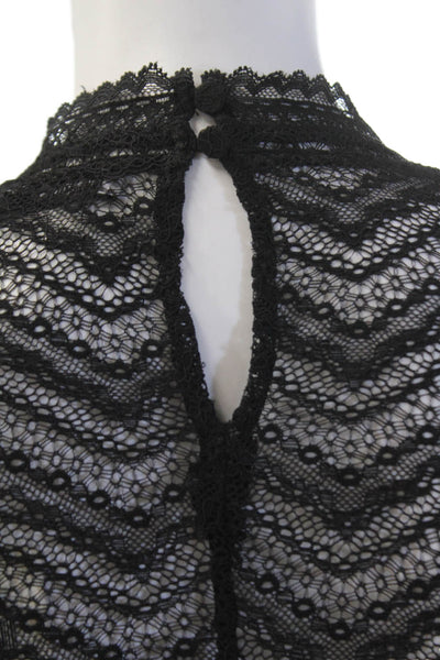 Night Night by Jonathan Simkhai Womens Gianna Lace Thong Bodysuit - Black Size L