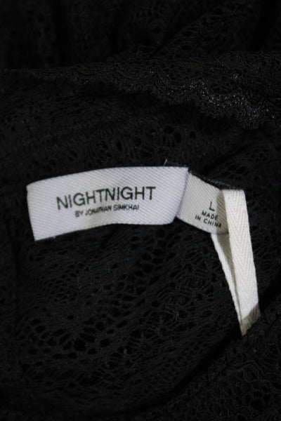 Night Night by Jonathan Simkhai Womens Gianna Lace Thong Bodysuit - Black Size L