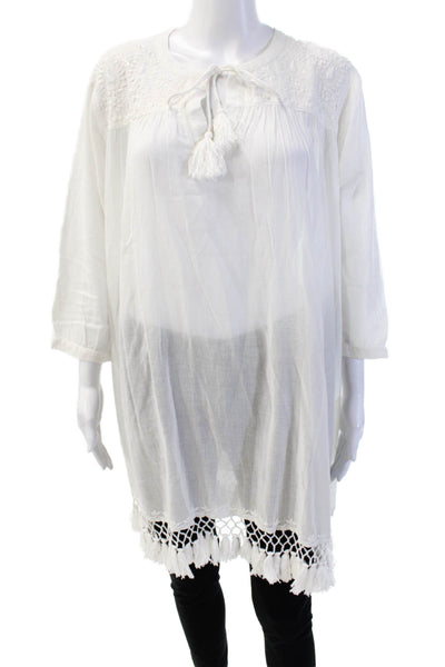 Roller Rabbit Womens Lucknow Serafina Tunic - White Size XL