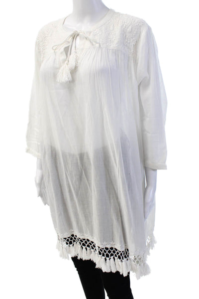 Roller Rabbit Womens Lucknow Serafina Tunic - White Size XL