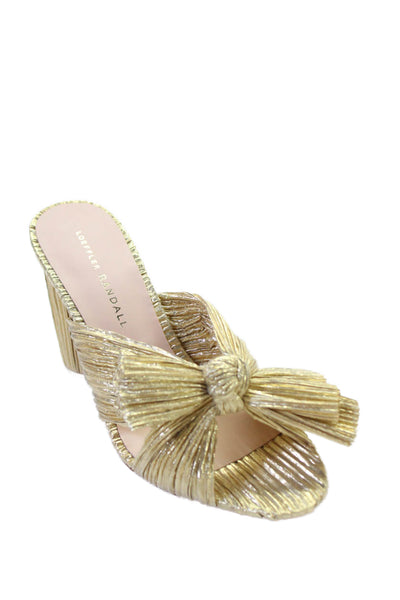 Loeffler Randall Womens Penny Pleated Bow Sandals - Gold Size 6.5