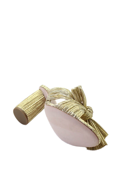 Loeffler Randall Womens Penny Pleated Bow Sandals - Gold Size 6.5
