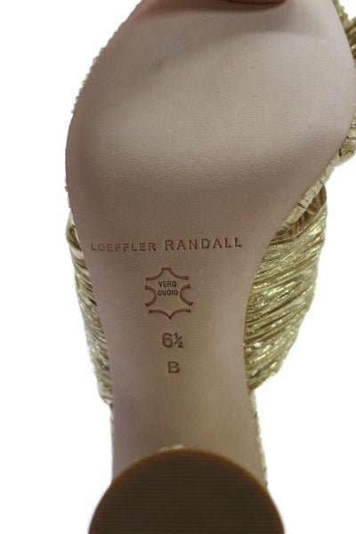 Loeffler Randall Womens Penny Pleated Bow Sandals - Gold Size 6.5