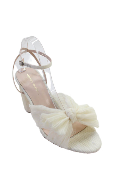 Loeffler Randall Womens Camellia Pleated Bow Heel with Ankle Strap - Pearl Size