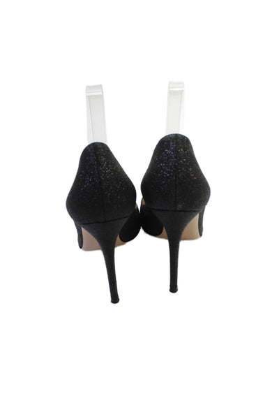 Gianvito Rossi Womens Pointed Toe Metallic Stiletto Heels Black Size 10