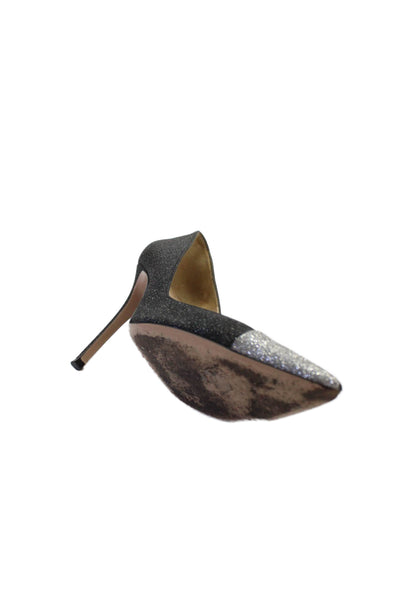 Gianvito Rossi Womens Pointed Toe Metallic Stiletto Heels Black Size 10