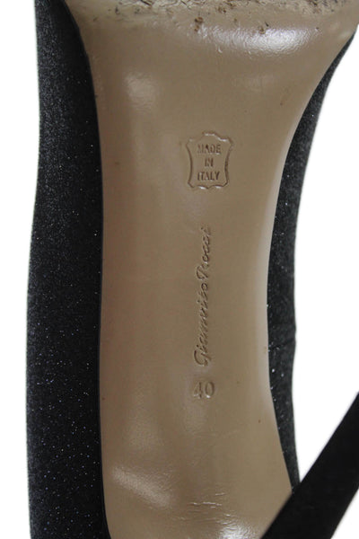 Gianvito Rossi Womens Pointed Toe Metallic Stiletto Heels Black Size 10