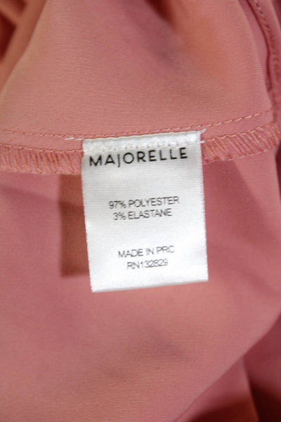 Majorelle Womens Waist Tied Peasant Sleeve Open Front Blouse Pink Size XS