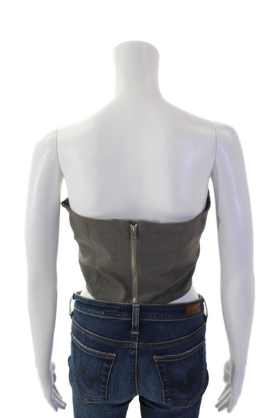 ROKH Womens Button Detailed Tube Top - Taupe Size 38