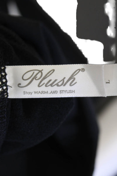 Plush Womens High Waist Matte Fleece Leggings - Black Size L