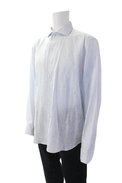 Daniel Cremieux Men's Long Sleeves Button Down Blue Striped Shirt Size XL