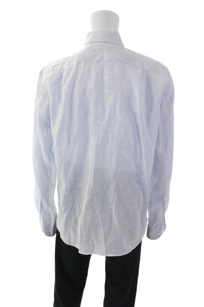 Daniel Cremieux Men's Long Sleeves Button Down Blue Striped Shirt Size XL