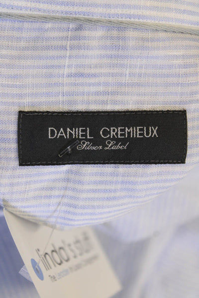 Daniel Cremieux Men's Long Sleeves Button Down Blue Striped Shirt Size XL