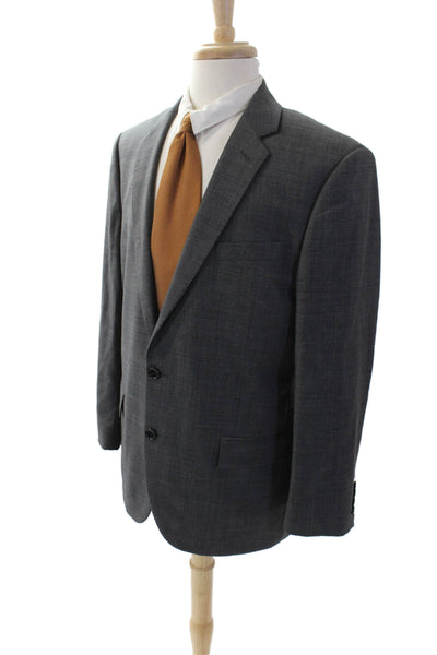 J Crew Men's Collared Long Sleeves Lined Two Button Suit Jacket Gray Size 44