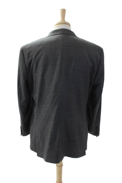 J Crew Men's Collared Long Sleeves Lined Two Button Suit Jacket Gray Size 44