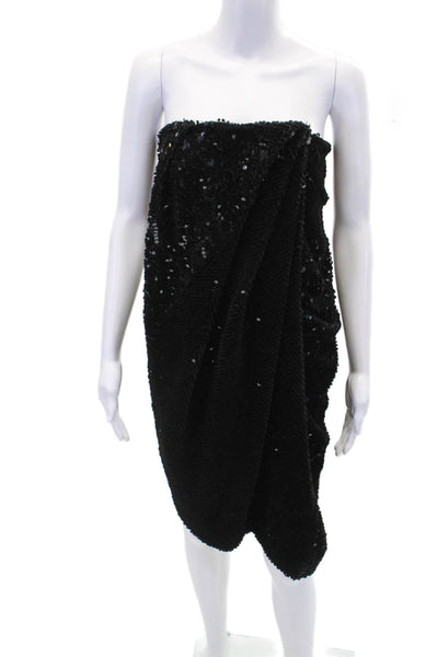 RECTO Womens Velvet Sequin Draped Tube Top Dress - Black Size L
