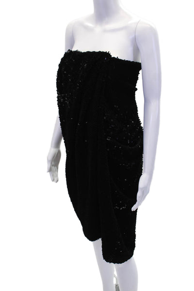 RECTO Womens Velvet Sequin Draped Tube Top Dress - Black Size L