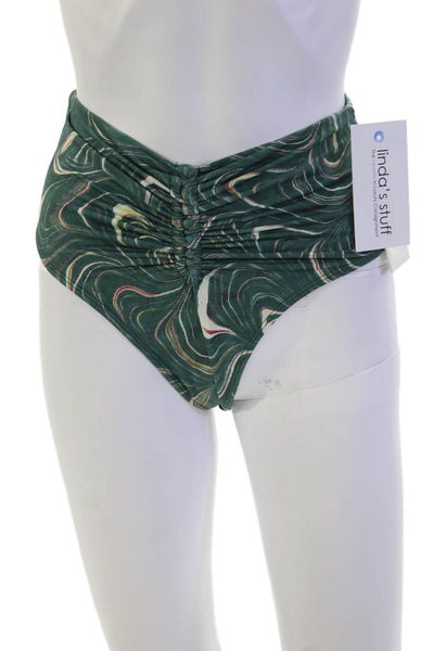 Sea Womens Amara Marble Print Bikini Bottoms - Green Size XXS