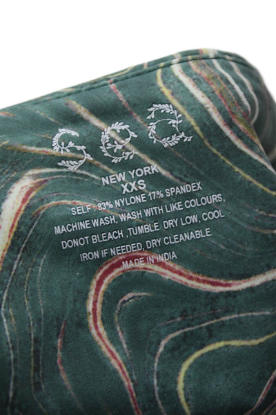 Sea Womens Amara Marble Print Bikini Bottoms - Green Size XXS