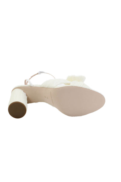 Loeffler Randall Womens Camellia Pleated Bow Heel with Ankle Strap - Pearl Size