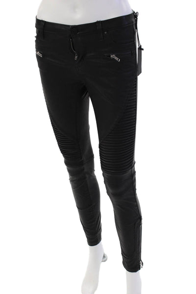 BLANKNYC Womens Black Vegan Leather Moto Pants - Daddy Soda Size 25