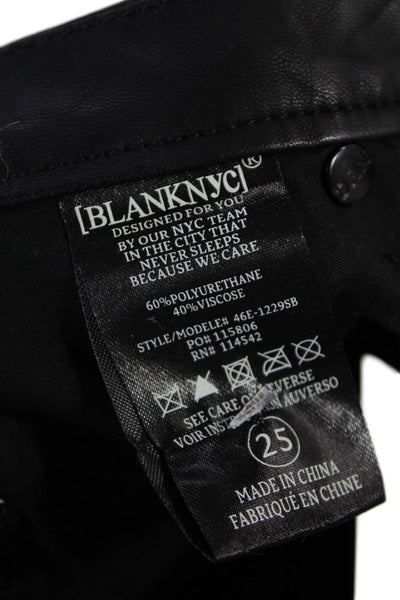 BLANKNYC Womens Black Vegan Leather Moto Pants - Daddy Soda Size 25