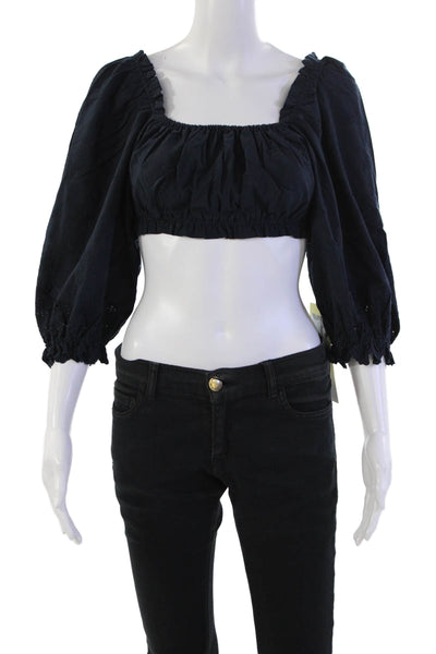 Birds of Paradis Womens Agnes Blouse - Midnight Broderie Size M