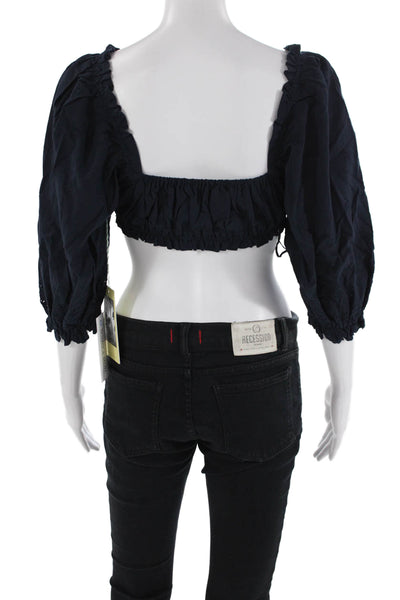 Birds of Paradis Womens Agnes Blouse - Midnight Broderie Size S